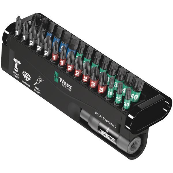 WERA ヴェラ 30本組 差込6.35mm インパクトドライバー用 ドライバービットセット 057690 工具 ツール DIY 作業工具 道具