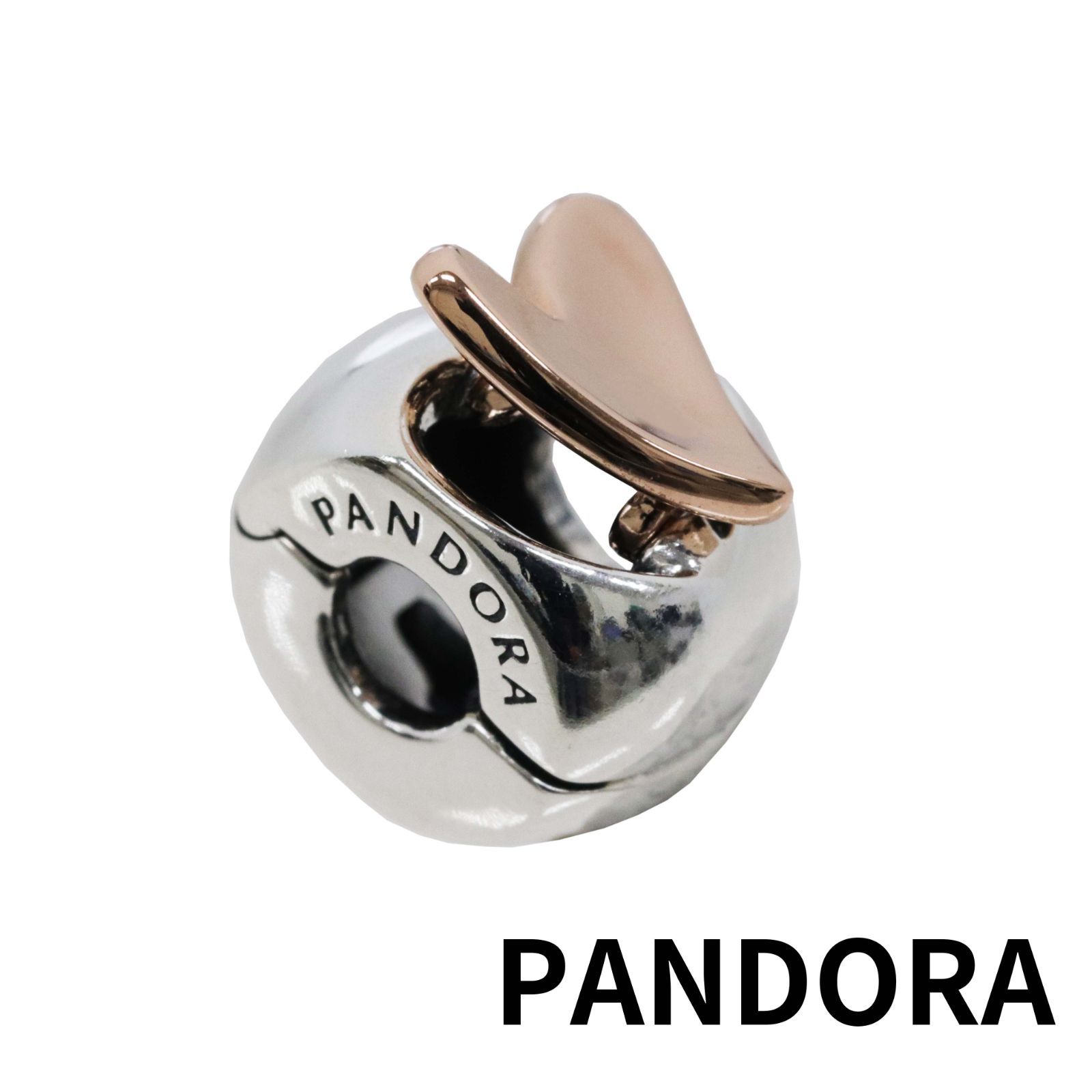 ☆【新品・正規品】ボックス・ショッパー付 PANDORA(パンドラ) ☆フリーハンド ハート クリップ チャーム☆ カスタマイズアクセ 14K ローズゴールド ブレスレット ブランド アクセサリー 東京発送