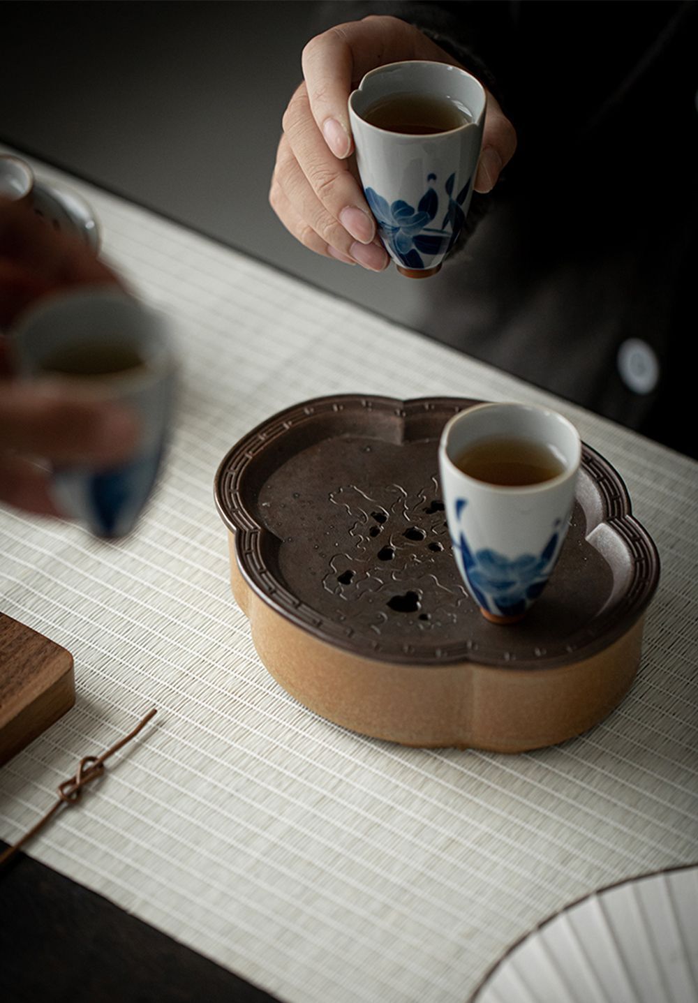 美品 手作り 急須受台 急須置き 茶台 茶盤 貯水式 ティートレー