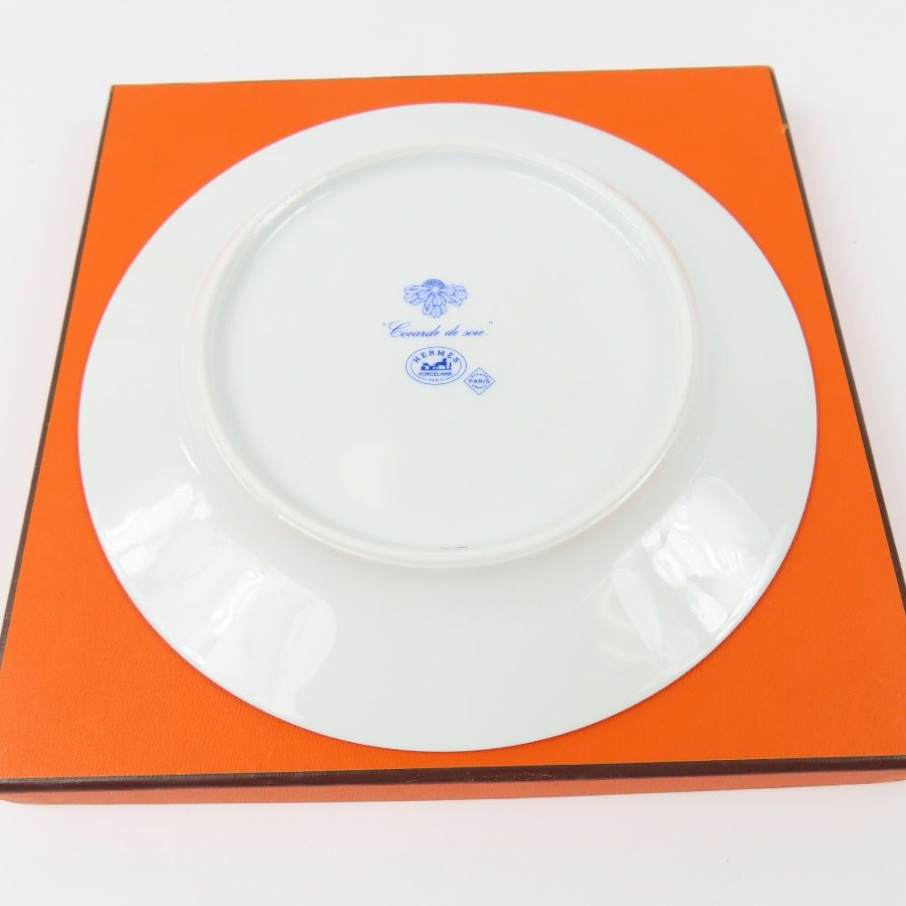 未使用品 HERMES エルメス コカルド ド ソワ ソーサー 19cm 2枚 セット ペア 皿 食器 陶器 ブルー レディース