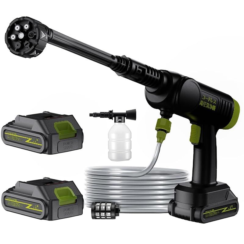 高圧洗浄機 コードレス 充電式 強力噴射13M コンパクト 持ち運び便利 節水 洗車機 ハンディ 洗車 1