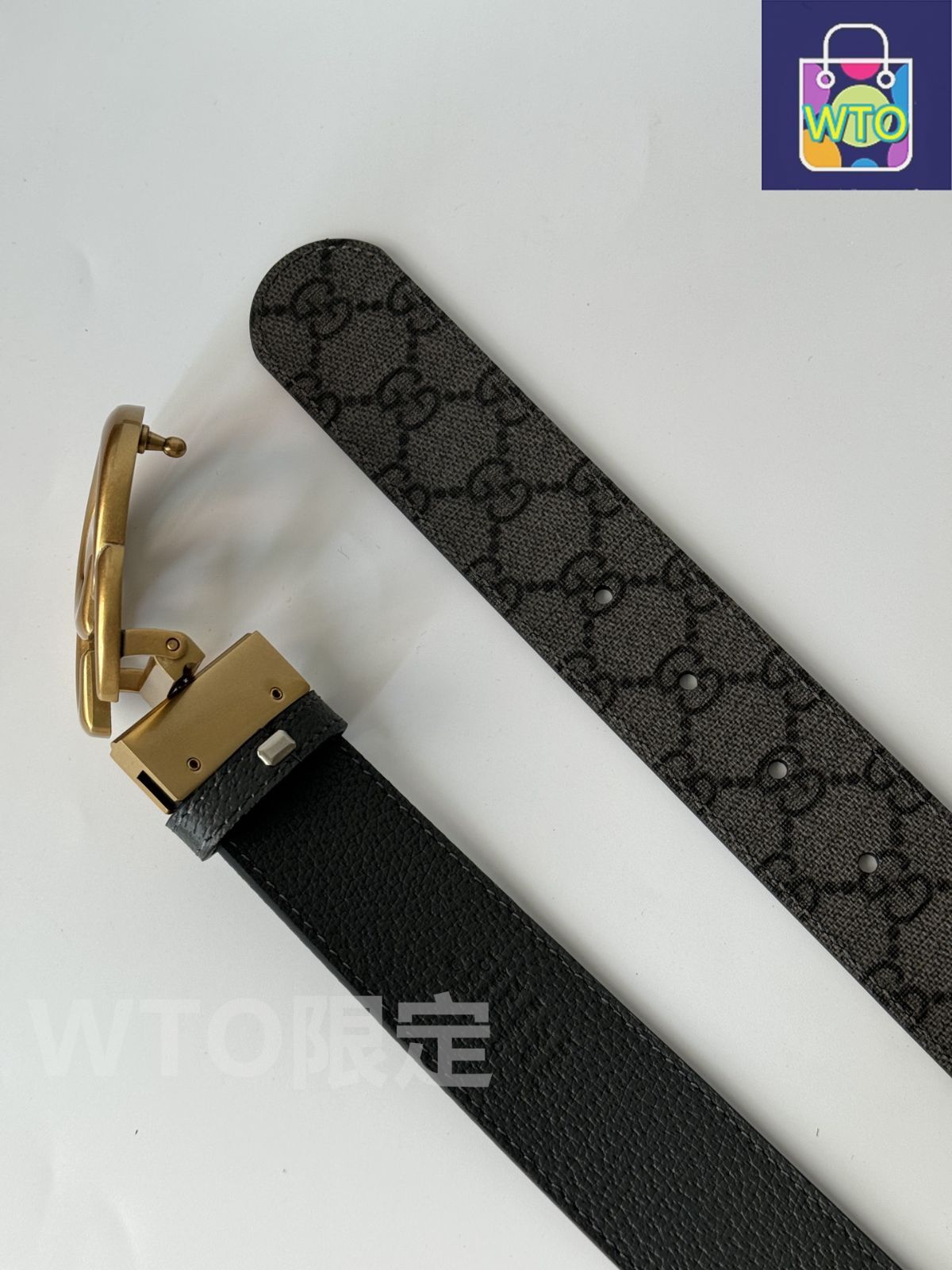 今日WTO】Gucci グッチ ダブル G レトロ回転バックル ベルト-1
