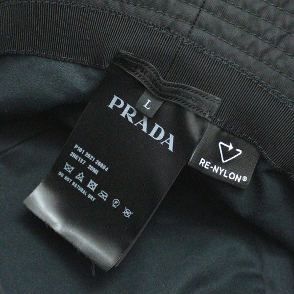 現行 プラダ バケットハット RE-NYLON ICチップ 三角ロゴプレート 黒