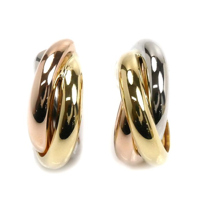 CARTIER カルティエ K18YG/PG/WG トリニティ イヤリング 14.4g  