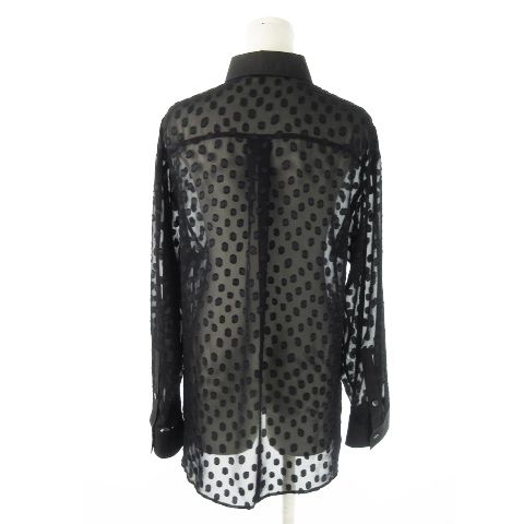 未使用品 セオリーリュクス theory luxe 24AW Francine Milena ドット シアー シャツ ブラウス 透け感 長袖 切替 38 M 黒 ブラック セオリーリュクス theory luxe 24AW Francine Milena ドット