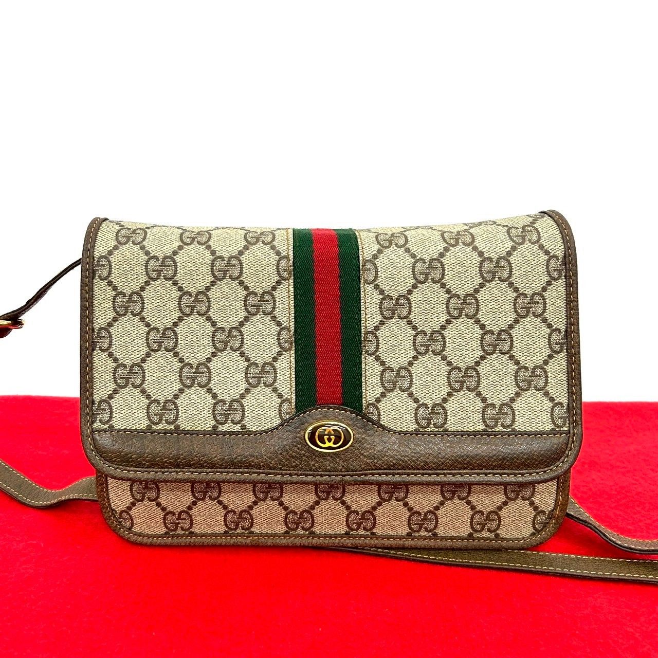 極 美品 GUCCI グッチ オールドグッチ ヴィンテージ シェリーライン GG  