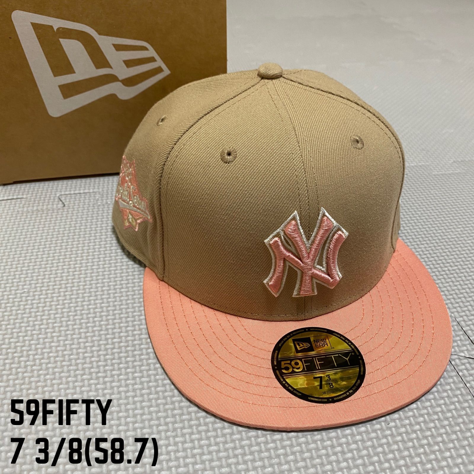 NEWERA》ニューエラ ニューヨーク ヤンキース 59FIFTY 2トーン キャップ ベージュ ピンク つば裏 グレー 7 3/8 - メルカリ