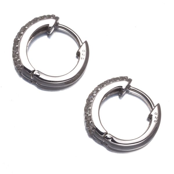 ダイヤ ダイヤモンド 0.25ct/0.25ct パヴェ フープ ピアス K18WG  