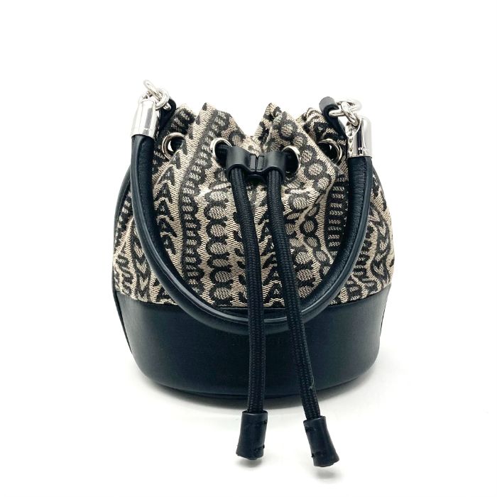 MARC JACOBS マーク ジェイコブス シグネチャー 巾着 2way キャンバス レザー ハンド ショルダー バッグ eH07134N