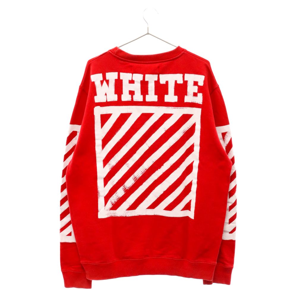 OFF-WHITE (オフホワイト) BRUSHED DIAGONALS CREW SWEAT ブラッシュド ダイアゴナル クルーネックスウェット  トレーナー レッド - メルカリ