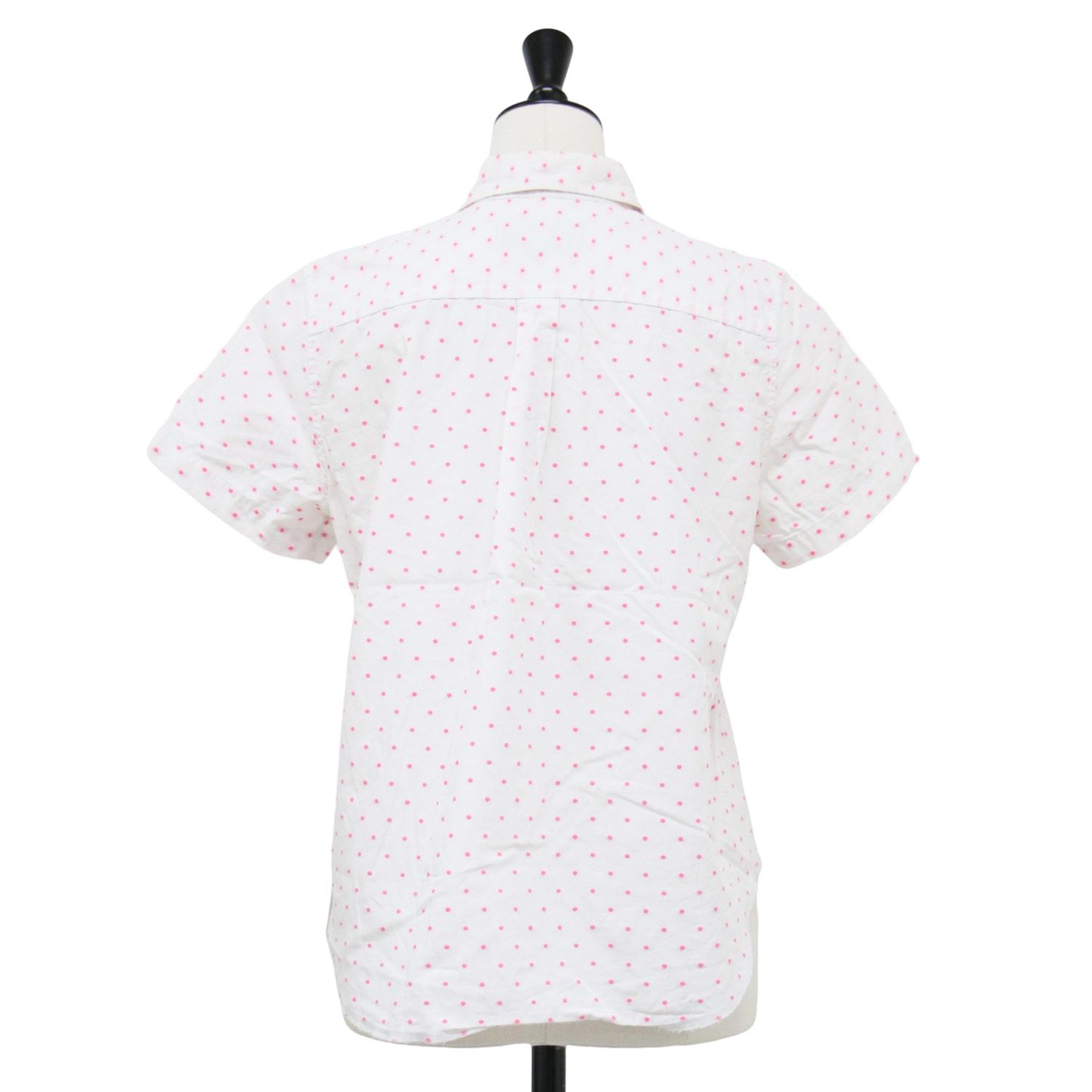 tricot COMME des GARCONS トリコ コム デ ギャルソン シャツ ホワイト ピンク サイズ M | ドット 半袖 シャツ | ブラウス | ボックスシルエット コンパクト ヘムライン 胸ポケット | トップス レディース