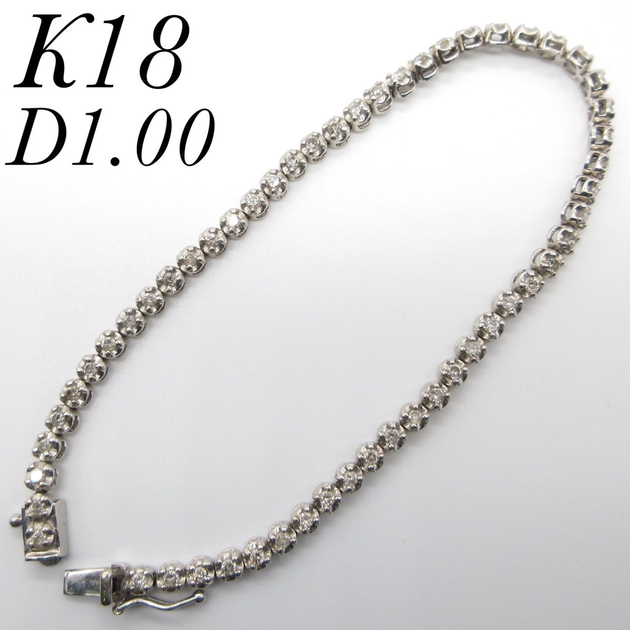 K18 テニスブレスレット ダイヤモンド 1.00CT レディース 高級