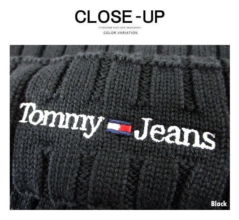海外限定 TOMMY JEANSトミージーンズ リブニットロングビーニー