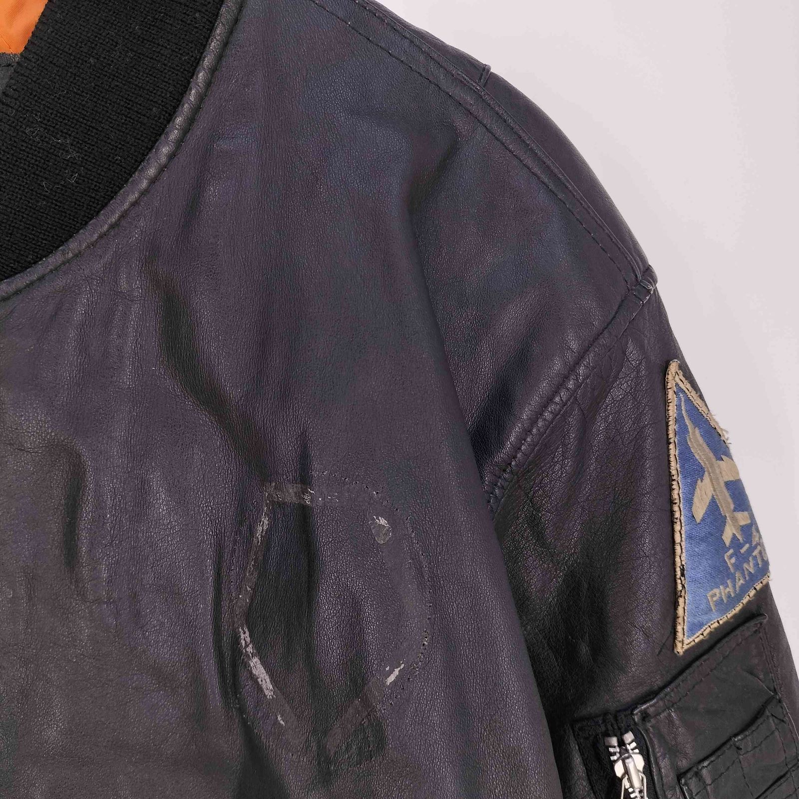 ユーズドフルギ USED古着 裏キルティング ワッペン MA-1 レザー  