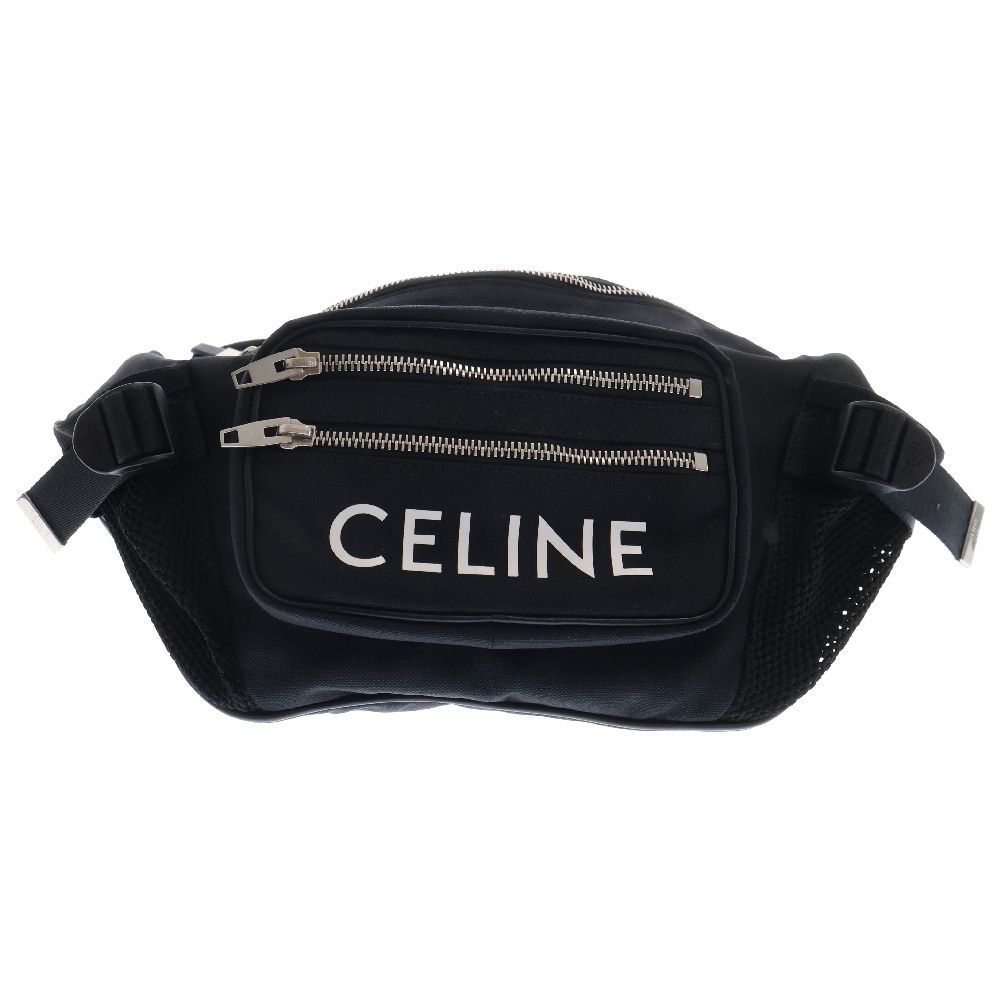 CELINE セリーヌ トレッキング ベルトボディバッグ ブラック ウエストバッグ シルバー金具 ロゴ ナイロン 198682DMT