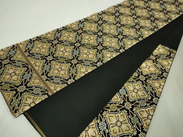 平和屋本店■極上　龍村美術織物　本袋帯　透花更紗文　黒地　金糸　逸品　未使用　DZAA3983kh5 平和屋本店□極上 龍村美術織物 本袋帯 透花更紗文 黒地 金糸 逸品 未