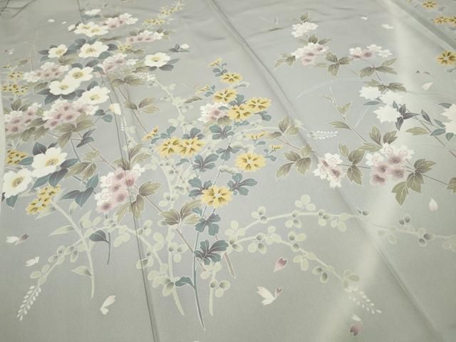 平和屋着物○訪問着 友禅 枝花文 暈し染め 正絹 逸品 CAAX4458ut