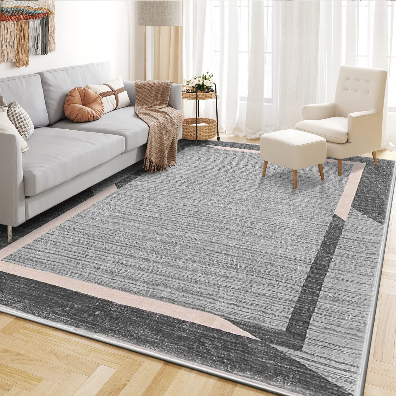 新品 Calore カーペット ラグマット 北欧風 グレーダーク 200x250cm