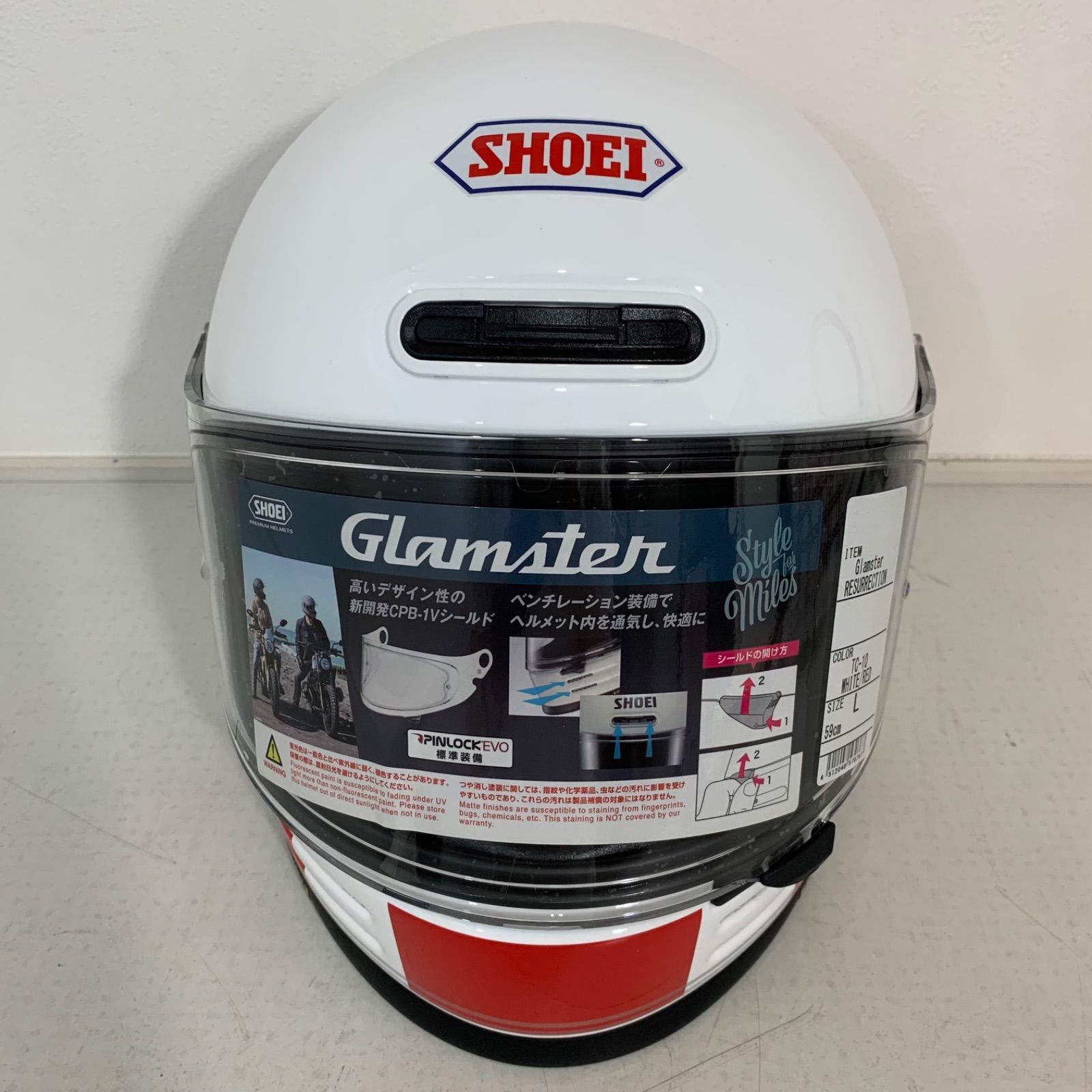 Shoei ショウエイ グラムスター Glamster Resurrection フルフェイスヘルメット ライダー バイク ツーリングにも かっこいい おすすめ Lサイズ ホワイト レッド TC-10