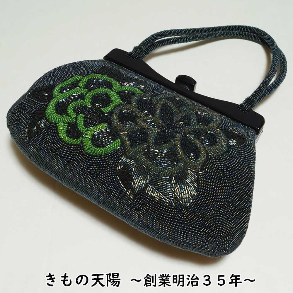 ビーズバッグ 和装バッグ がま口 ビーズ刺繍 お花模様 ビーズ 着物