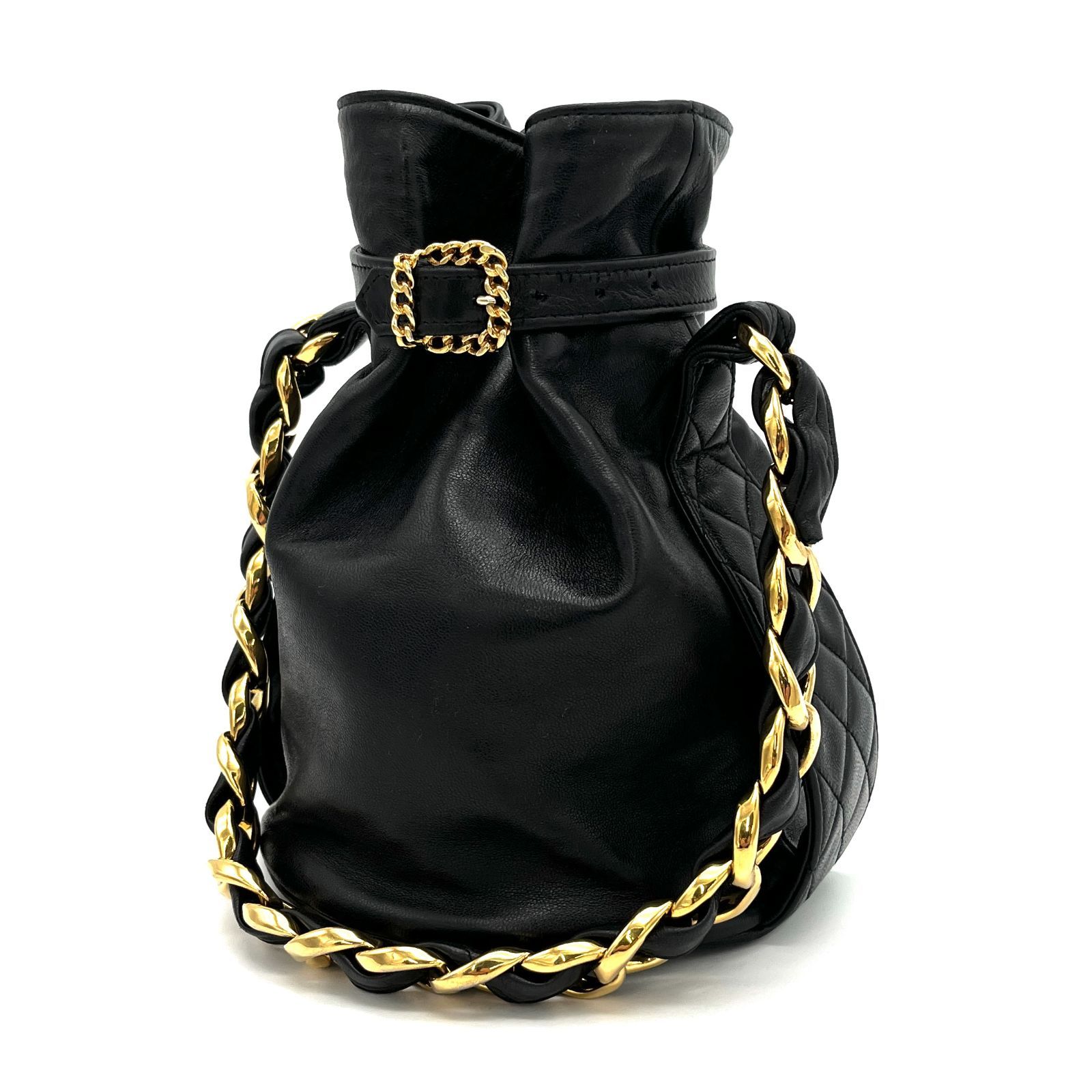 美品 CHANEL シャネル マトラッセ ミニ 巾着 ココマーク ラムスキン 