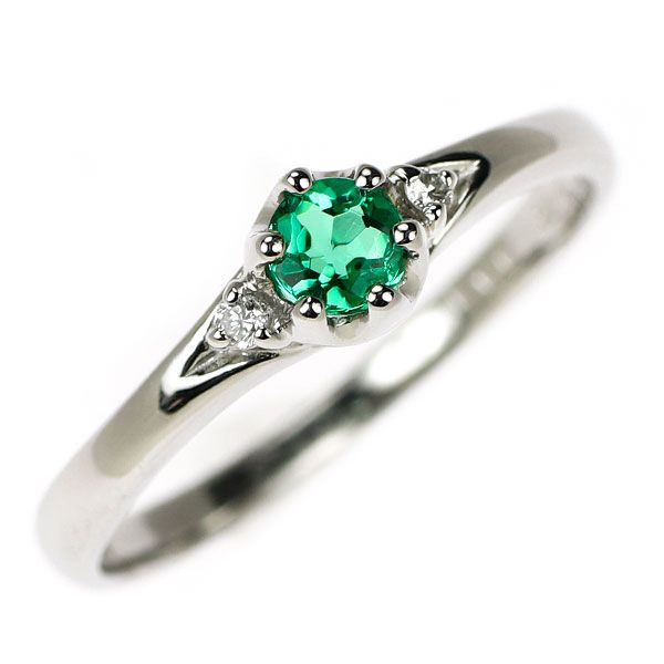 Pt900 エメラルド ダイヤモンド リング 0.06ct 0.01ct - メルカリ 
