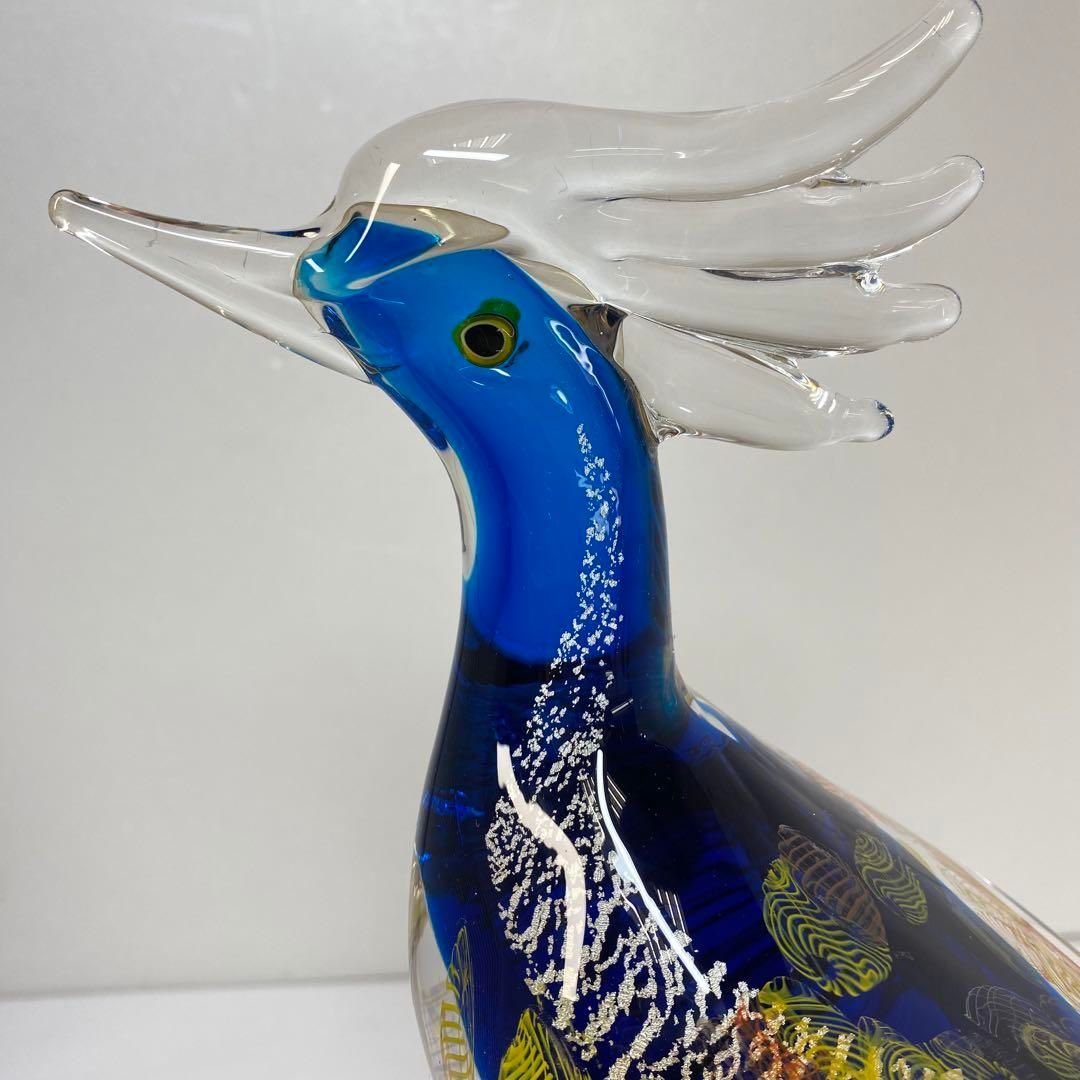 ムラノガラス 特大鳥置 高さ40㎝ 東な6-0527