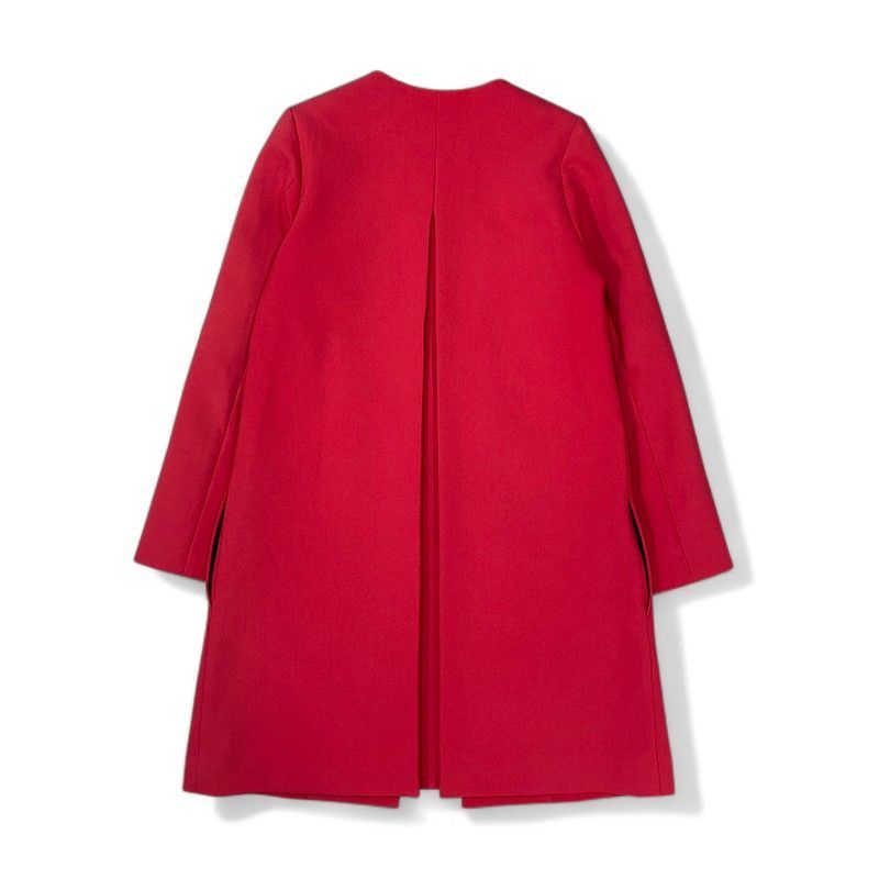 YOKOCHAN ヨーコチャン ノーカラーコート バックプリーツ バイカラー