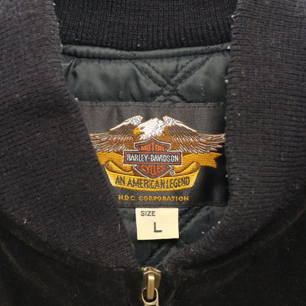 Harley-Davidson ベロア　スタジャン 90s ハーレーダビッドソン 別珍ベロア 刺繍 ファイヤーパターン