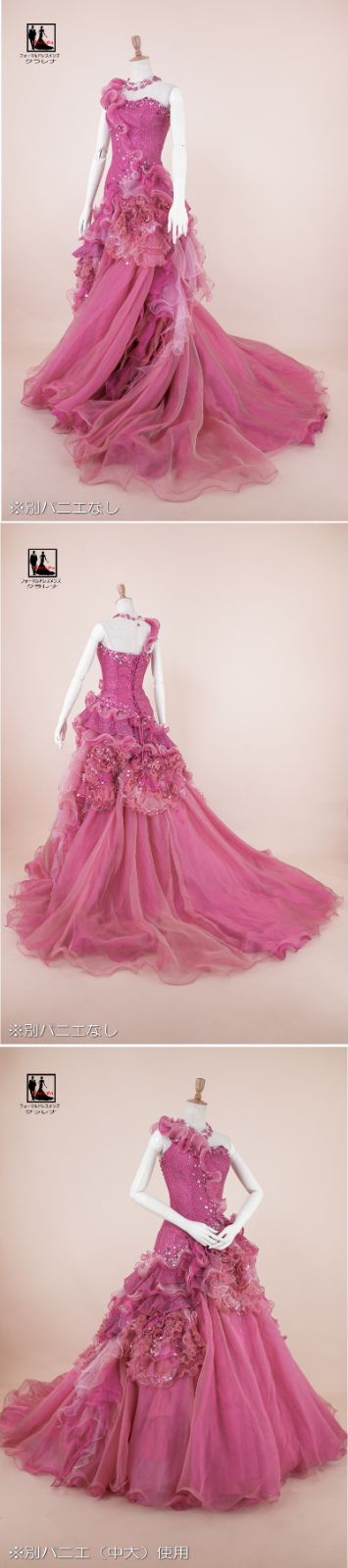 ネックレスイヤリング付 ショッキングピンクカラードレス 5-7号  