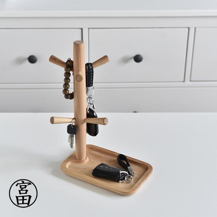 キースタンド 木製 鍵置き トレー おしゃれ キーフック スタンド 鍵かけ キーツリー 玄関 鍵 収納 トイレ 小物収納 鍵置き場 北欧 玄関雑貨 Ymmz865