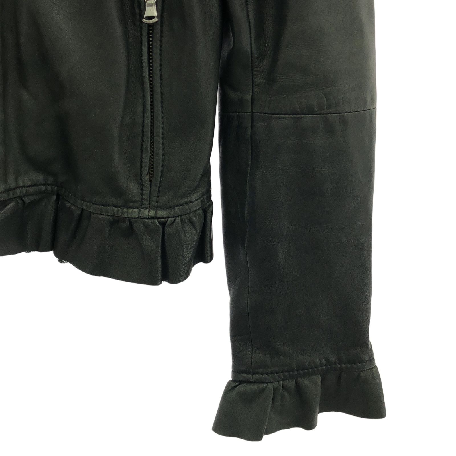 【期間限定最終値下げ】 RED VALENTINO 黒羊革 フリル付きジャケット $_57.JPG?set_id=880000500F