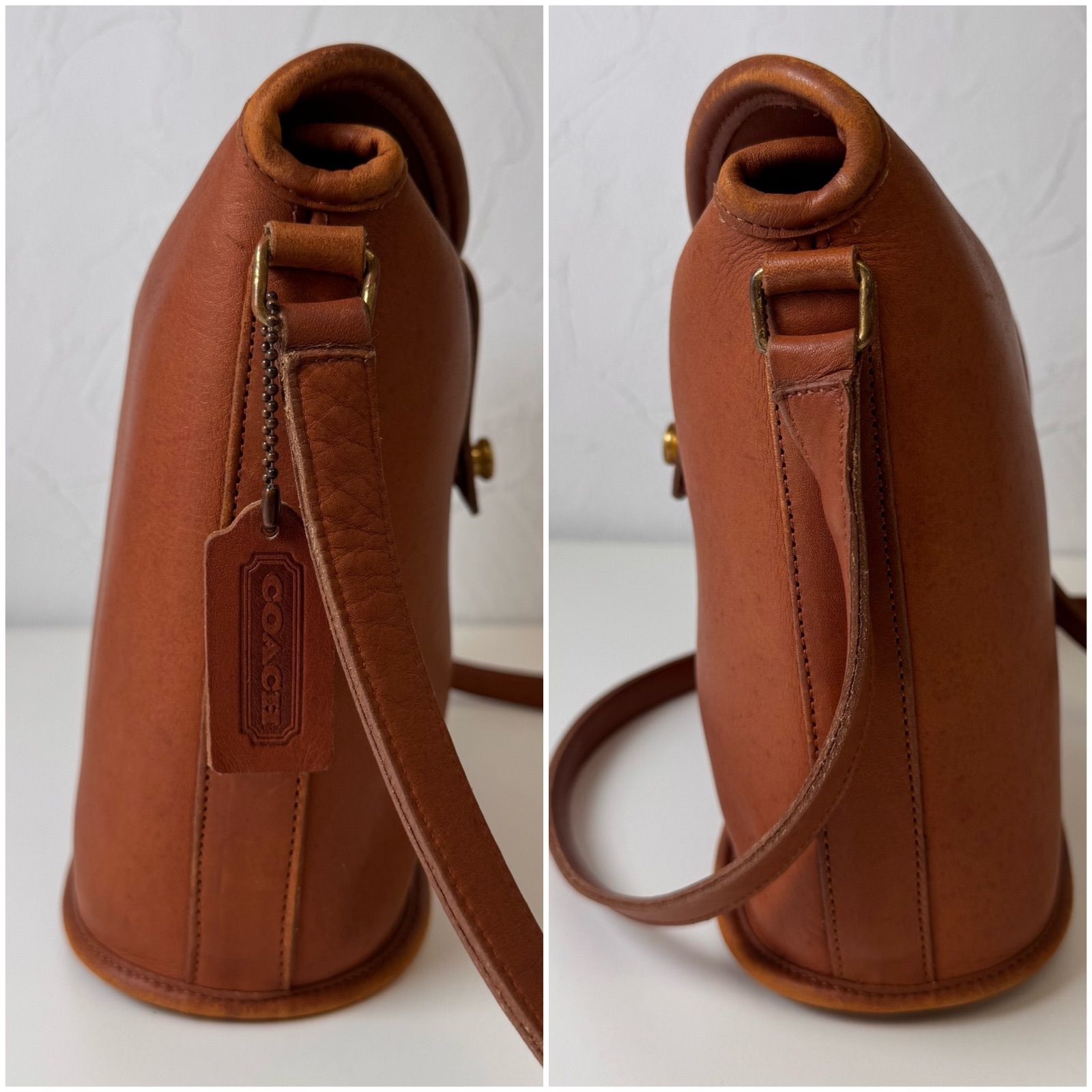 old COACH ブラウンレザー ショルダーバッグ ドイツホック 美品 オールドコーチ ☆USA製 レザー ミニ ショルダーバッグ