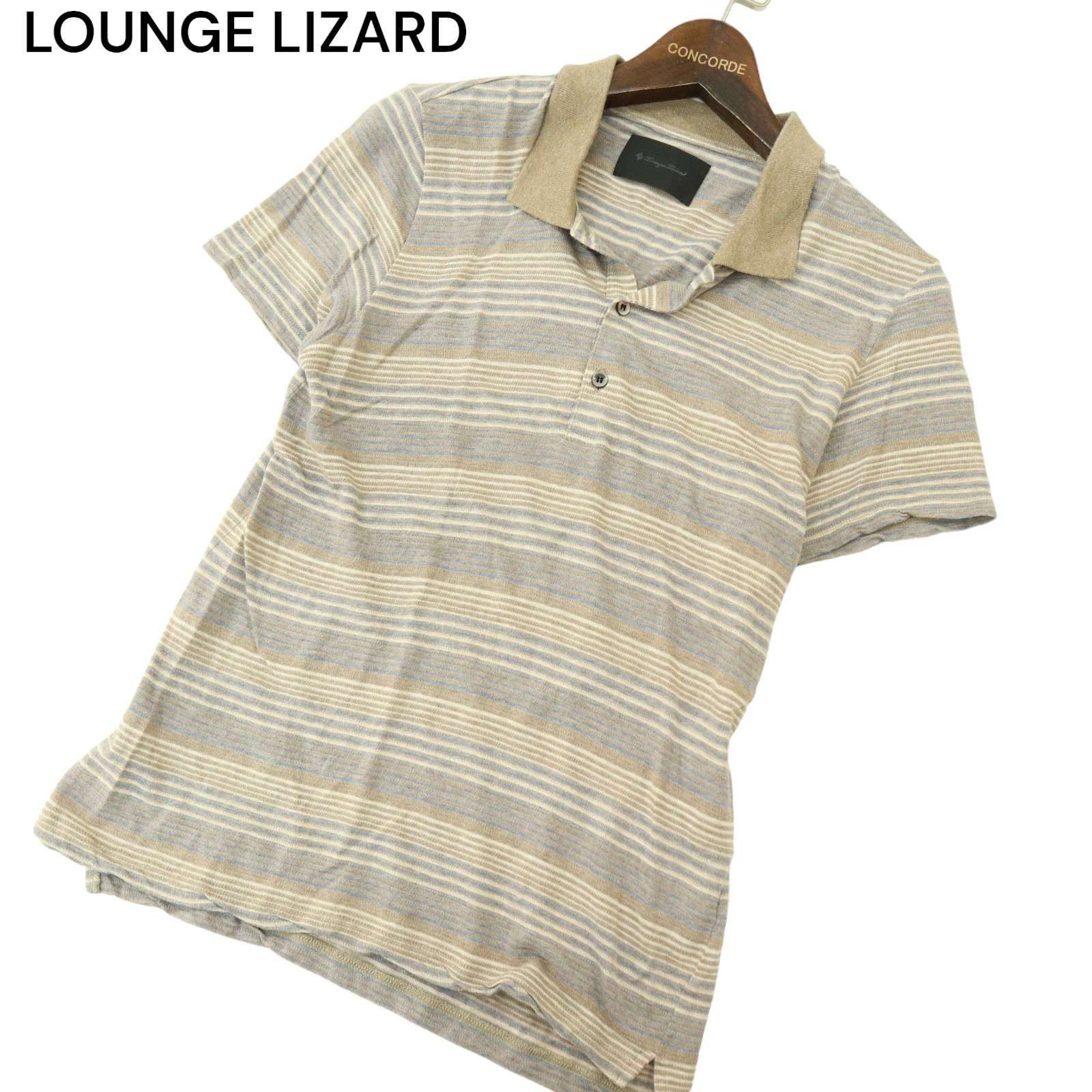 LOUNGE LIZARD ラウンジリザード 春夏 ボーダー☆ 半袖 ポロシャツ Sz 