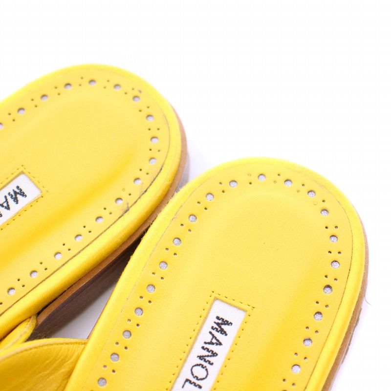 ★未使用★マノロブラニク ミュール 23 カーキ ポインテッドトゥ 靴 MANOLO BLAHNIK(マノロブラニク) ミュール 35 1/2 レディース