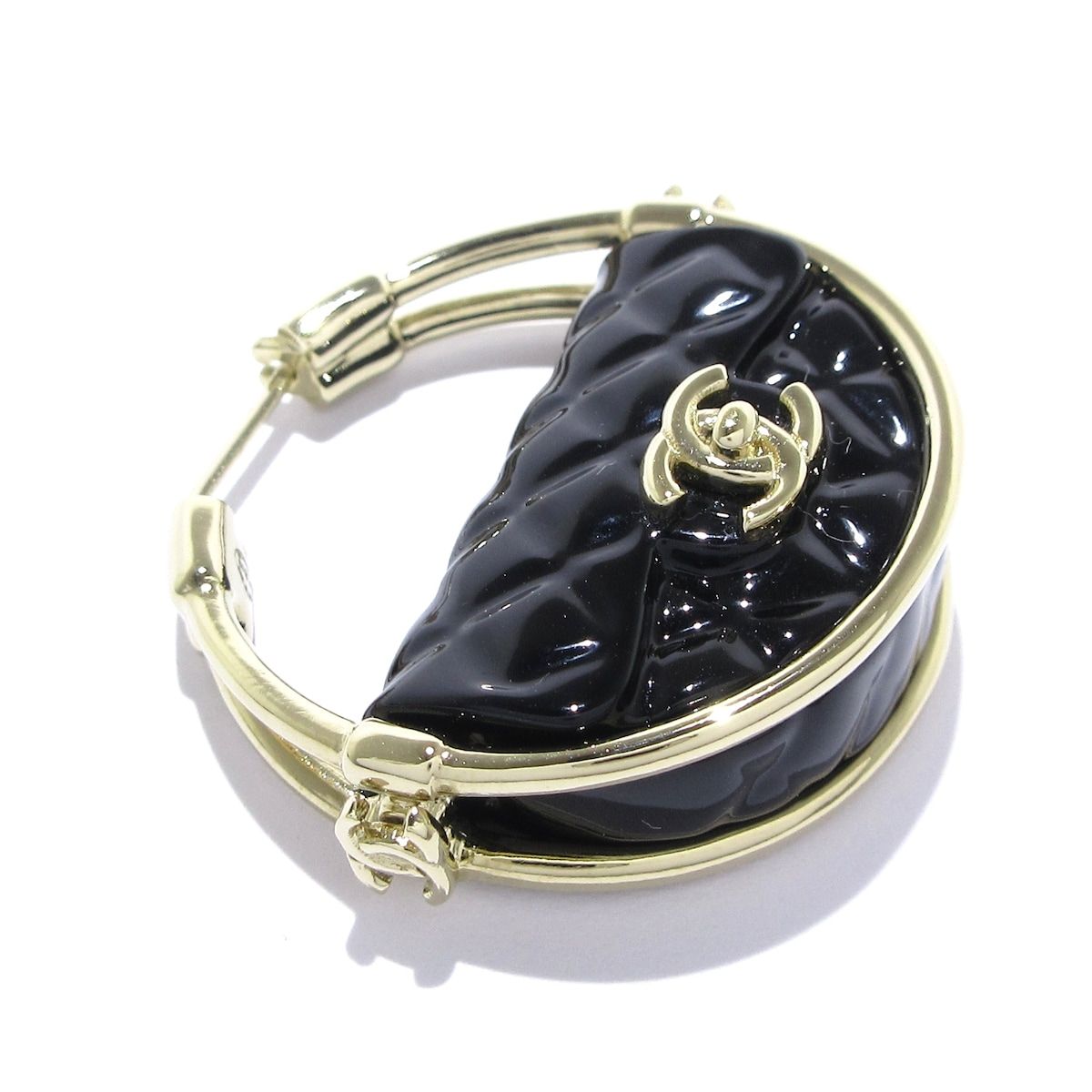 最終値下げシャネル 23C Chanel マトラッセ バッグ モチーフ ピアス シャネル マトラッセ バッグモチーフ B23C ピアス GP ブラック
