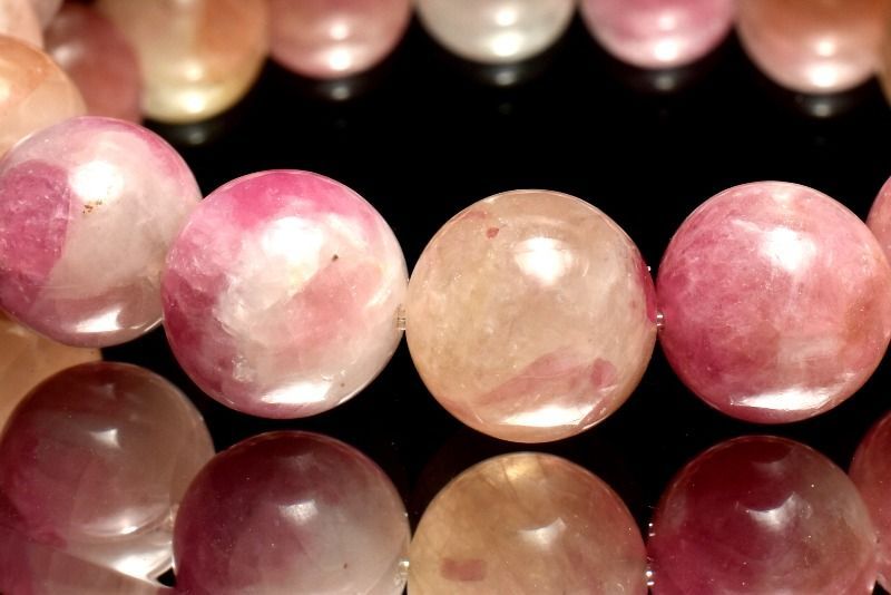 １点物 高発色 シリカ共生 ウォーターメロントルマリン 10.5mm ブレスレット パワーストーン 天然石 _MB165