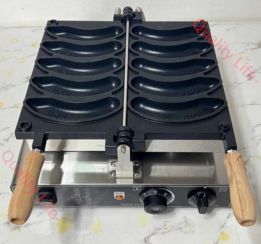 電気 バナナ型 焼き機 ワッフル メーカー 焼成取数5個 単相 100V バナナ焼き器|業務用|厨房機器