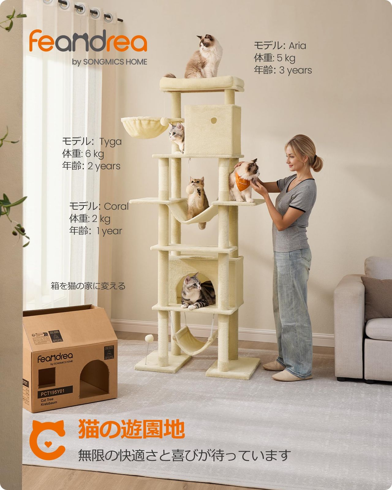 ねこタワー 転倒防止用の帯が付き