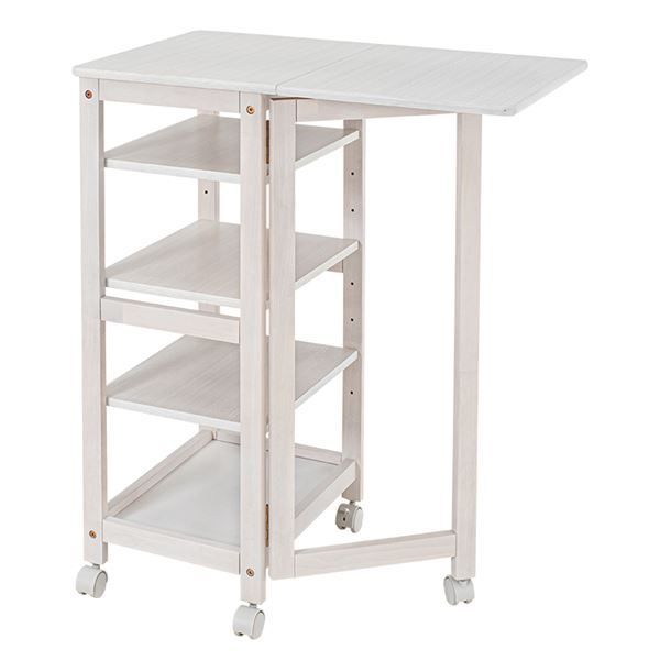 キッチンワゴン|バタフライワゴン ホワイトウォッシュ 約幅37|70×奥行45×高さ85cm 組立品 代引不可