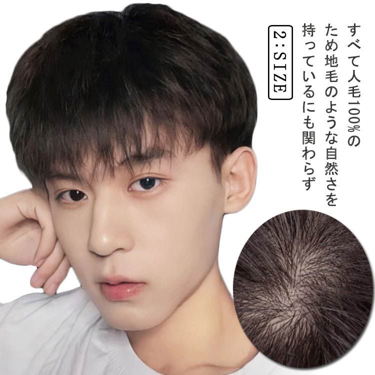 メンズ ウィッグ 男性用 かつら 100%人毛 黑色 メンズ ウィッグ 男性用 かつら 100%人毛 黑色 ショートストレート