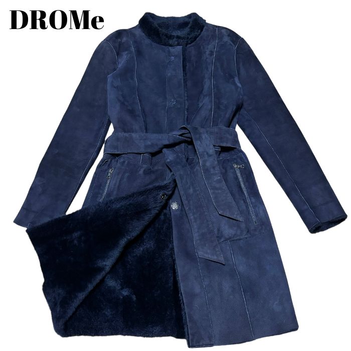 DROMe ドローム ムートン コート リバーシブル イタリア製 ネイビー  