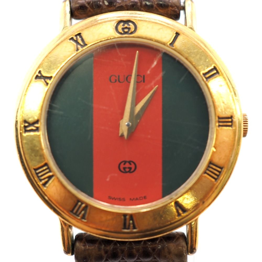 GUCCI/グッチ 3000L ロゴ クォーツ シェリーライン 腕時計 ゴールド