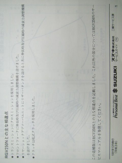 サービスガイド RGV250ガンマ VJ22A サービスマニュアル RGV250ガンマ