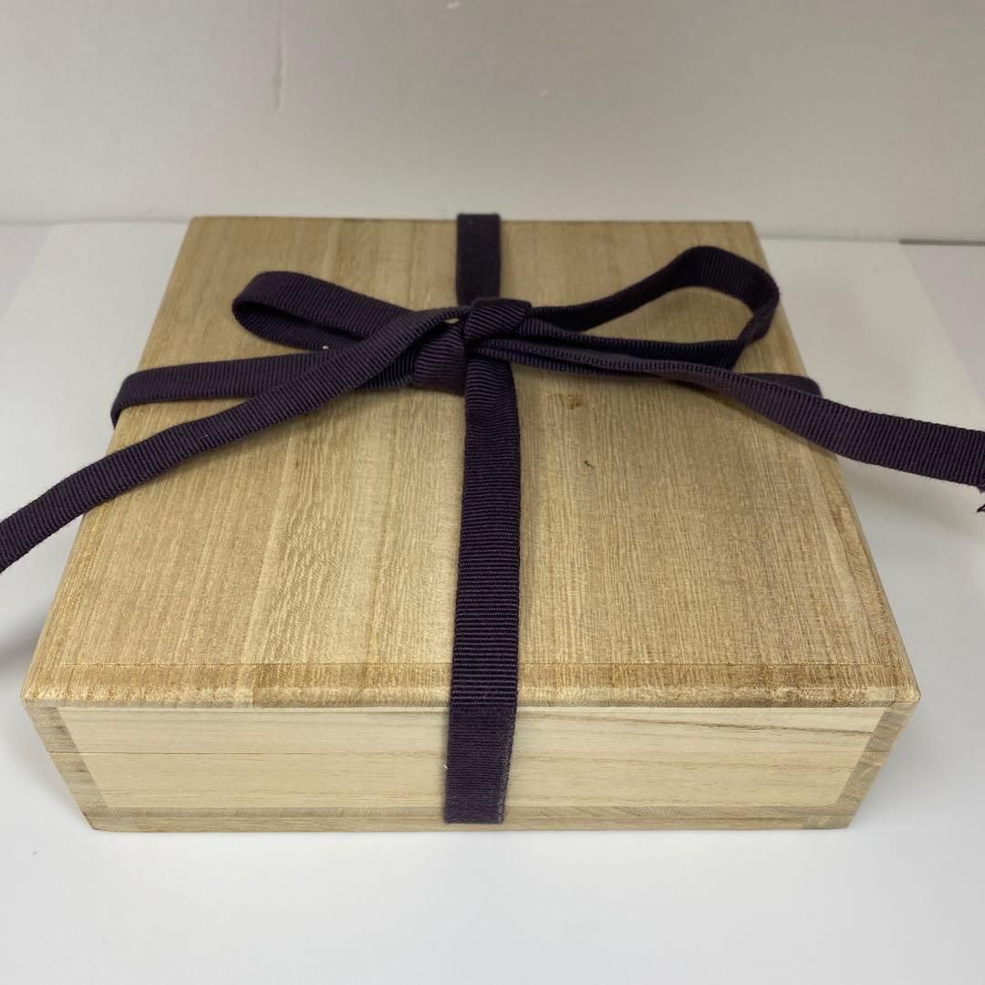 江戸中期　藍九谷上手鷺の図中皿　木箱付　幅約14.5㎝　東Y6-0910☆2F 江戸中期 藍九谷上手鷺の図中皿 木箱付 幅約14.5㎝ 東Y6-0910