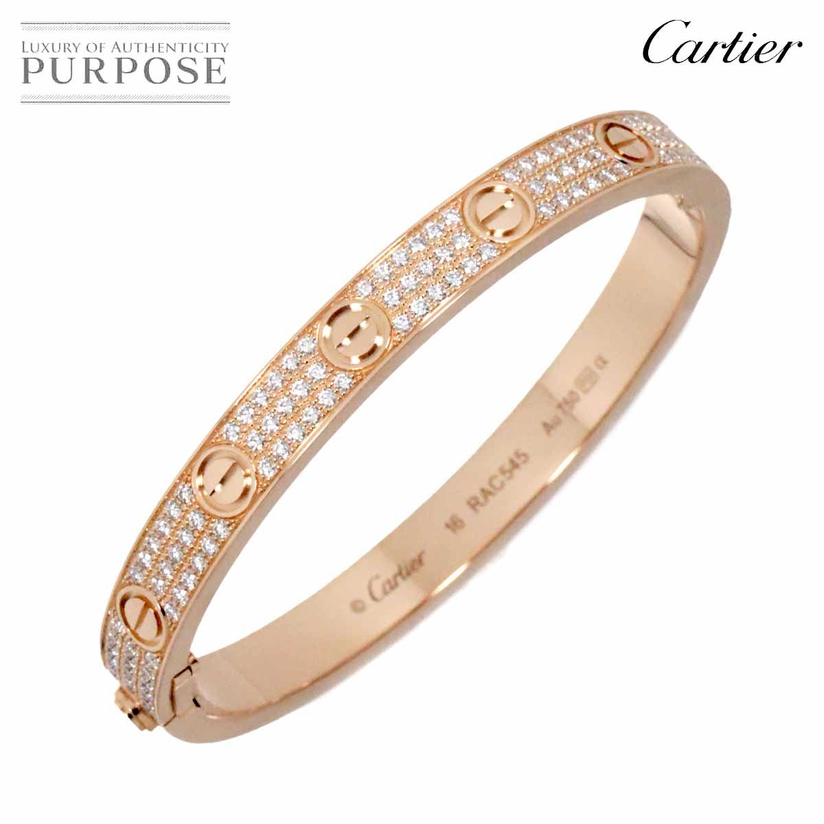 カルティエ Cartier ラブ ブレス パヴェ ダイヤ #16 K18 PG 750 ブレスレット バングル Love Bracelet【証明書付き】  90238111 - メルカリ