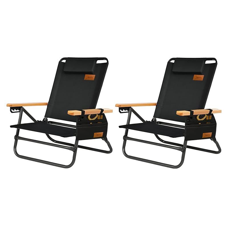 アウトドア キャンプ チェア 軽量 折りたたみ 椅子四段調節 耐荷重 コンパクト 携帯便利 キャンプ椅子 お釣り お花見 登山 TJ ブラック 2