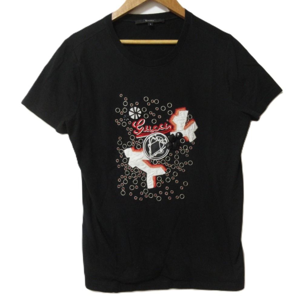 美品 GUCCI グッチ ロゴ刺繍 クルーネック 半袖 Tシャツ