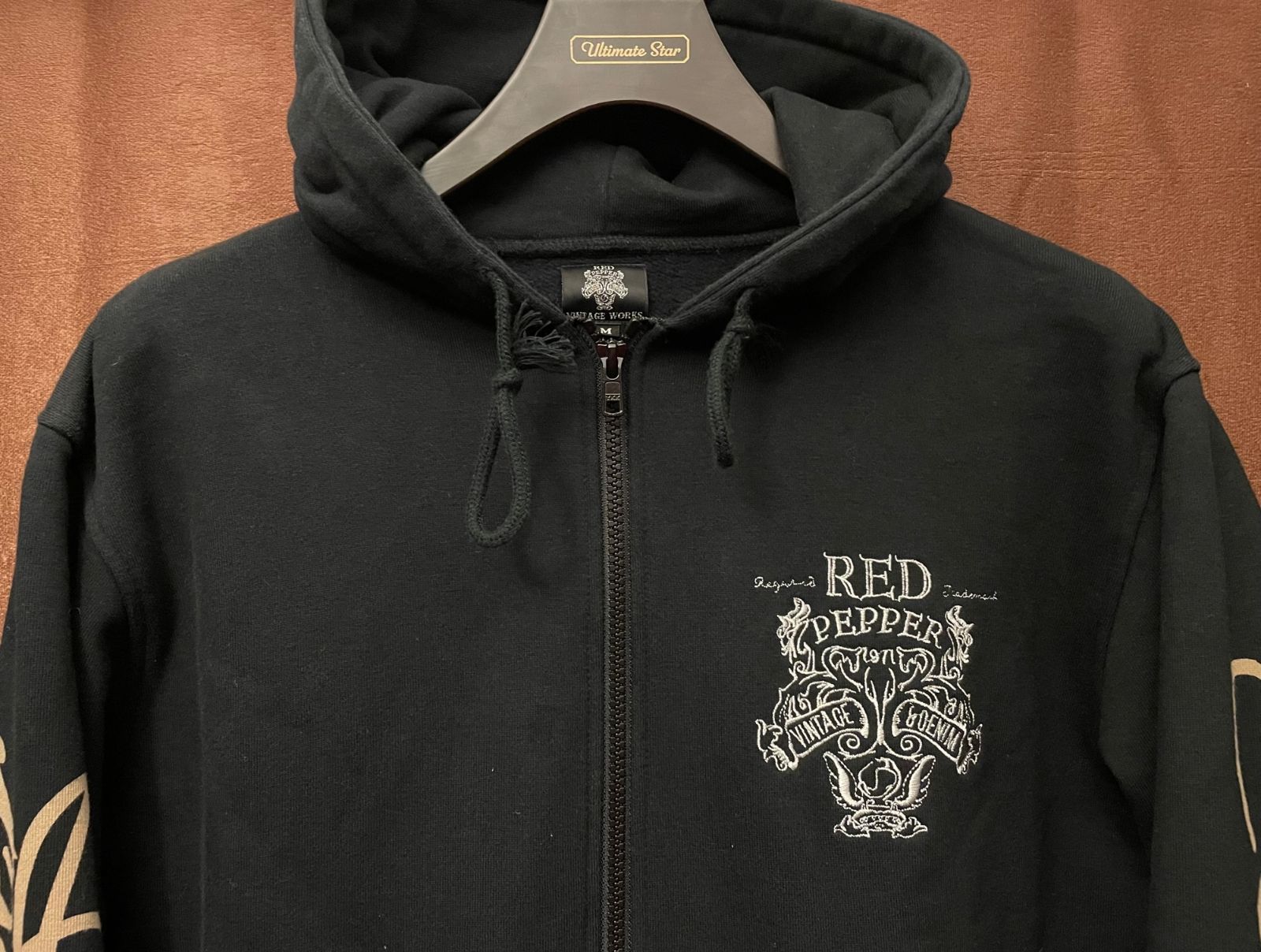 RED PEPPER Ed Hardy コラボ パーカー 黒 RED PEPPER×ED HARDY コラボレーションフルジップパーカー ブラック M