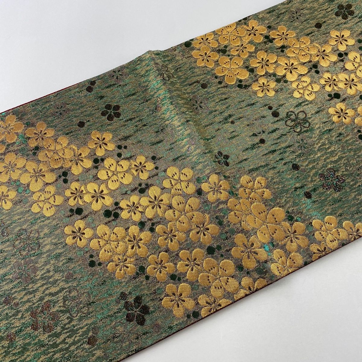 【美品】 正絹袋帯 金×深緑 竹文様 モダン上品 袋帯 美品 秀品 枝垂れ桜 金糸 箔 緑 全通 正絹 【中古】 - メルカリ
